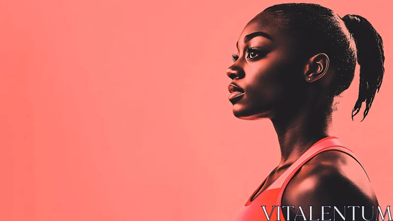 Confident Female Athlete in Modern Pop Art Portrait Style.