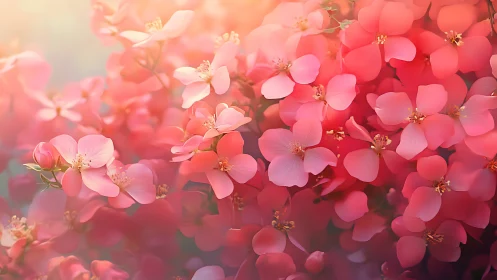 Pink flowering shrub blooms in soft natural light