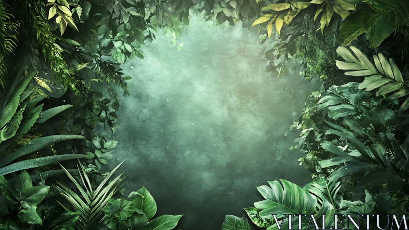 Misty Jungle Canopy Frame with Emerald Foliage.