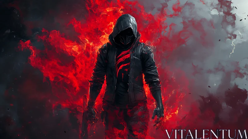 Hooded firewalker strides from the ashes of digital night