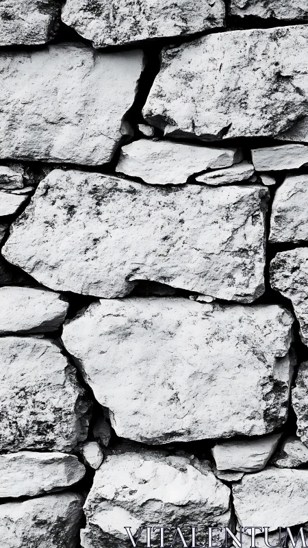 Monochrome close-up captures rugged stone masonry texture