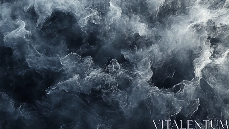 Swirling cold smoke billows across deep shadowed void