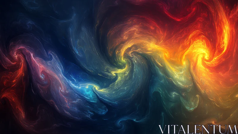 Multicolored swirling abstract vortex with gradient transitions.