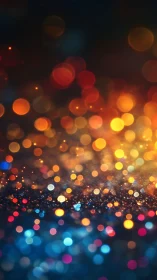Vibrant bokeh lights over glittering abstract surface.