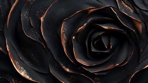 Black rose form with copper metallization and textured surface.