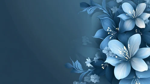 Cerulean Blooms Dance: Ethereal Blue Floral Composition.