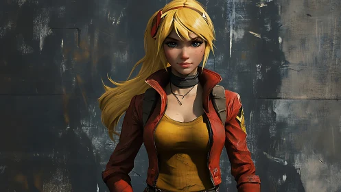Defiant blonde heroine stands strong in gritty urban backdrop