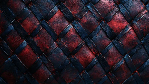 Dark red and black woven leather texture, abstract modern style.