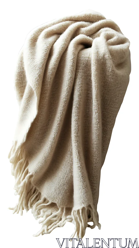 Cream Wool Throw Draped in Sculptural Folds.