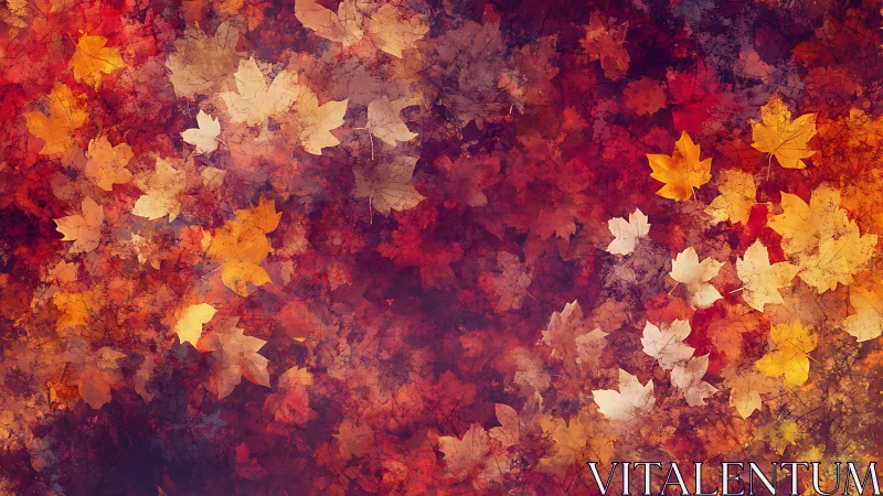 Autumn maple leaves abstract swirl in rich warm hues.