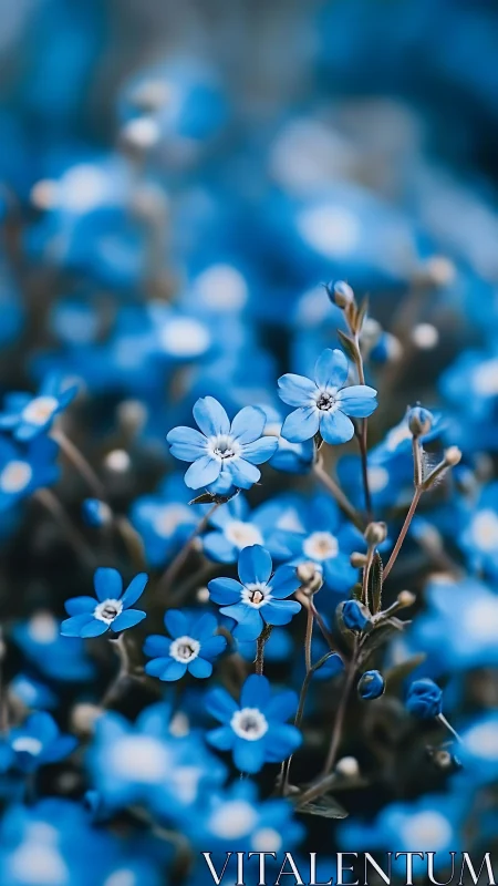 Delicate Blue Flowers in Soft Focus Garden.