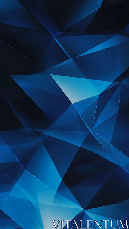 Prismatic midnight shards colliding in electric blue stillness.