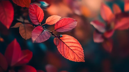 Gentle autumn leaves glow softly against a dreamy blur