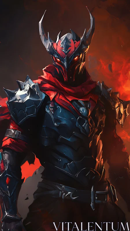 Dark flame knight stands proud in gleaming infernal armor.