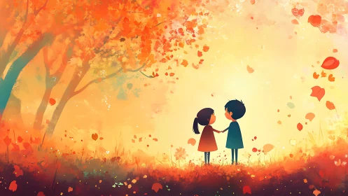 Two Hearts Beneath Autumn's Burning Embrace.