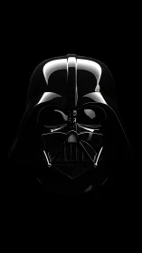 Black helmet mask is centered against a uniform dark background