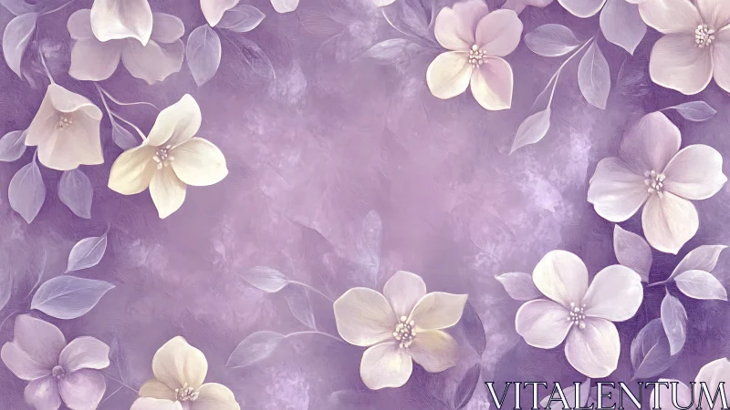 Delicate Blossoms Waltz Across Purple Dreams