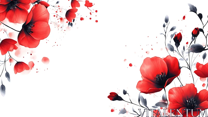 Digital Floral Composition with Cinematic Red Poppies.