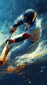 Kinetic slugger erupts in swirling teal and ember brushstrokes.