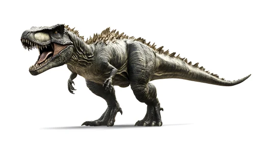 Highly detailed theropod dinosaur render shows dynamic stride and tension