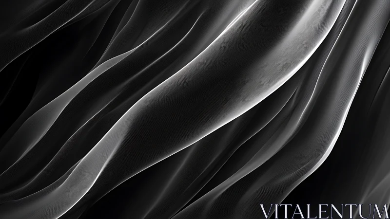 Monochrome flowing waveforms in minimal abstract digital fabric.