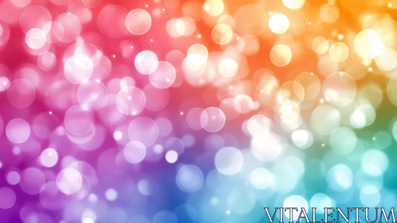 Bokeh bubbles drift across a rainbow mist of glowing color