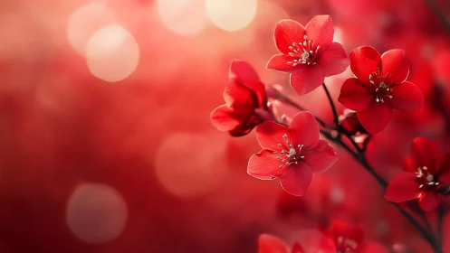 Red Flowering Blossoms with Bokeh Depth.