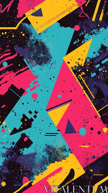 Bold geometric abstract pattern in neon pop colors.