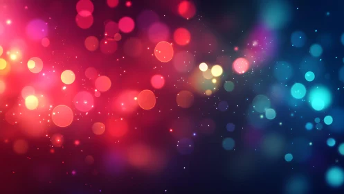 Vibrant bokeh lights in abstract colorful digital background.