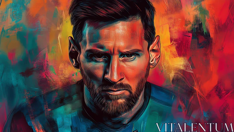 Intense male portrait rendered in vivid abstract colors