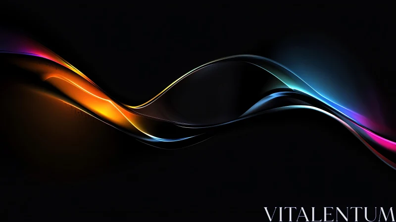 Vibrant Abstract Light Waves on a Dark Background Digital Art.