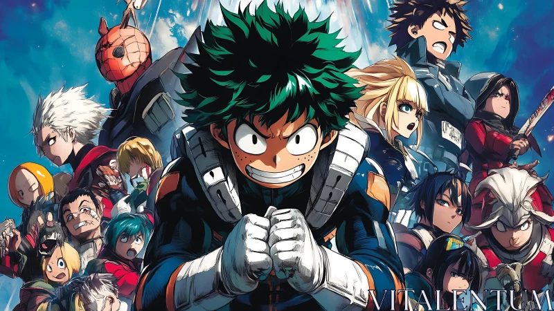 Heroes-in-training charge forward beneath a storm of light