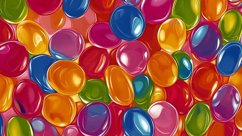 Vibrant Glossy Spheres in Rainbow Color Array.