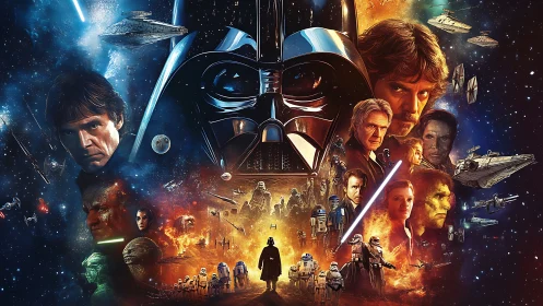 Epic galaxy clash wrapped in a swirling space saga poster.