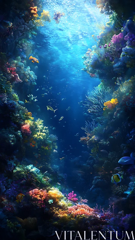 Sunlit coral canyon reveals a vivid underwater sanctuary