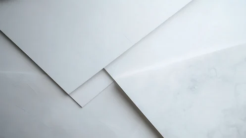 Quiet geometry of overlapping white paper planes in light.
