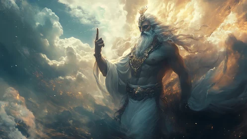 Storm crowned titan conducts thunder amid molten clouds