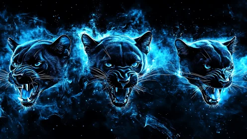 Three Electric Panthers Conjure Cosmic Fury