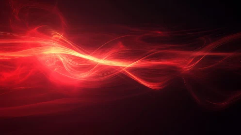 Vibrant red light waves in abstract digital art style.