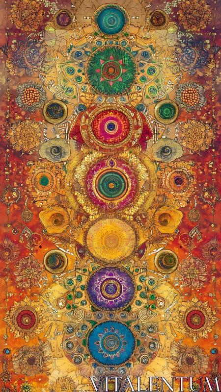 Radiant mandala tapestry glows with cosmic spiritual energy