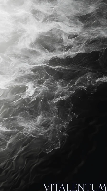 Swirling monochrome smoke drifts across deep black void