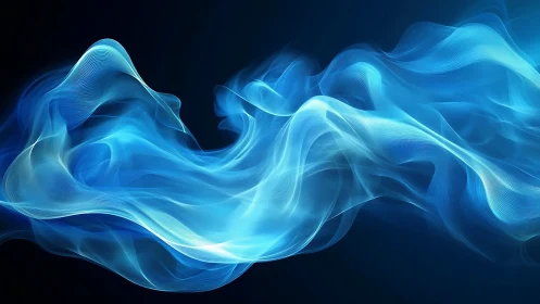 Gentle blue light waves drifting in a calm night sky.