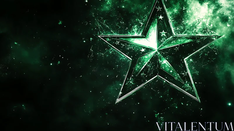 Radiant emerald star glows boldly in a deep cosmic sky