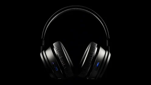 Premium wireless headphones rendered with professional studio lighting.