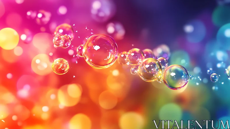 Luminous rainbow bubbles over vibrant bokeh spectrum.