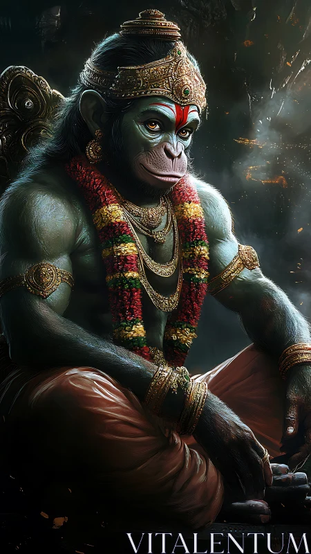 Divine simian deity rendered in intricate digital realism.