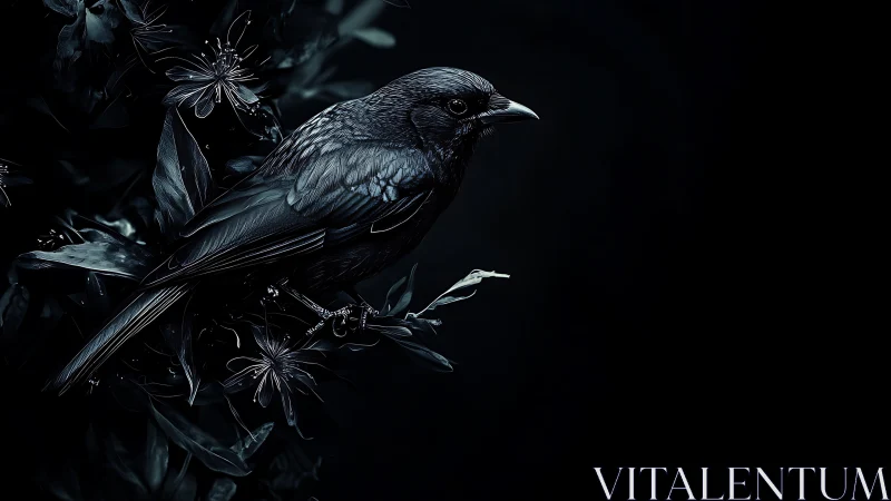 Midnight's Solitary Songbird in Moonlit Silence.