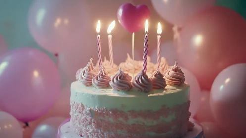 Five Flames Dance Above Pink Frosting Dreams.