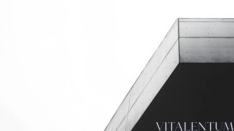 Minimalist concrete roof edge against white sky backdrop.