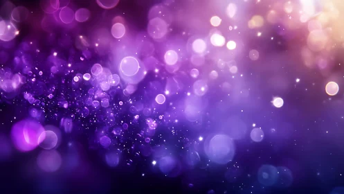 Dreamy Purple and Gold Bokeh Lights in Abstract Digital Art.
